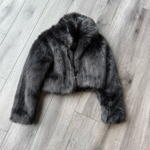 Elegant Black Faux Fur Jacket